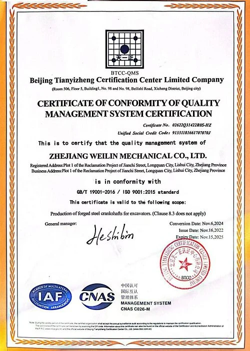 HINO J05 crankshaft ISO certification